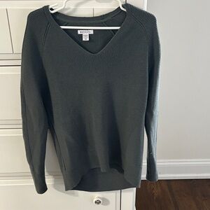 Athleta Dark Olive V‑Neck Knit Pullover